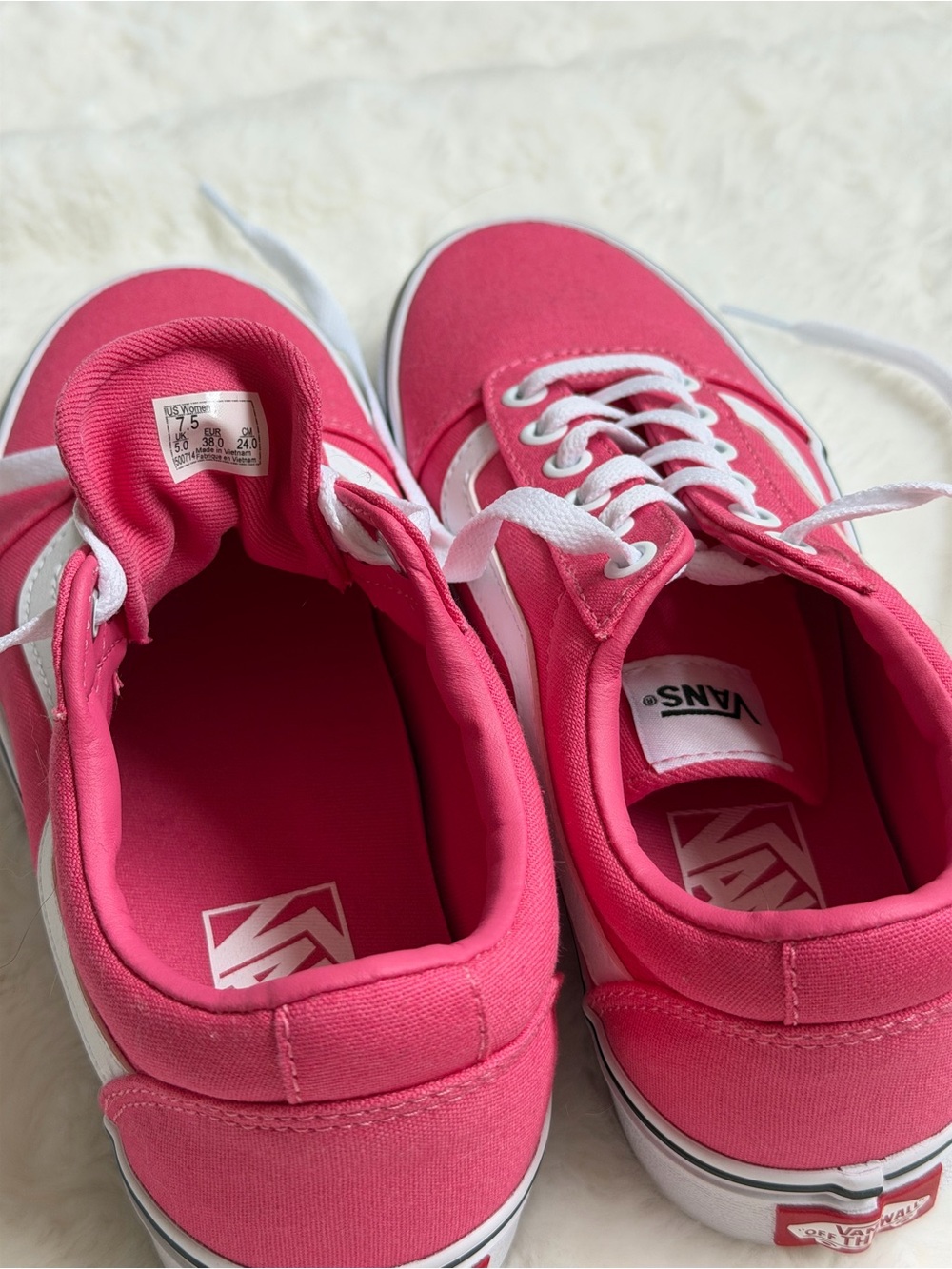Vans Pink Canvas Low-Top Sneakers with White Stripe - Picture 3 of 11